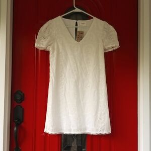 NWT Pretty White Eyelet Shift Dress, size small
